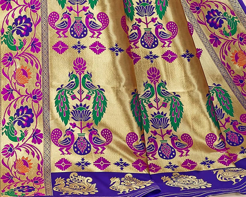 Rani Blue Banarasi Paithani Silk Saree with Zari Jacquard Work