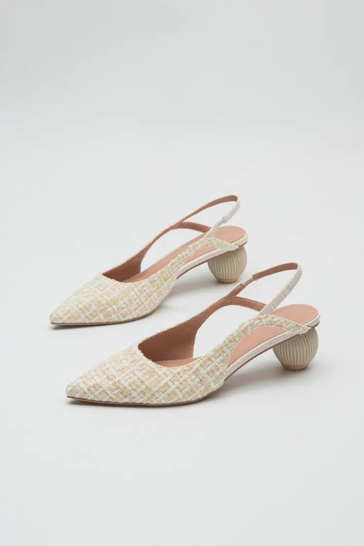 Tweed Slingback Heels with Sculptural Round Heel - Image 26