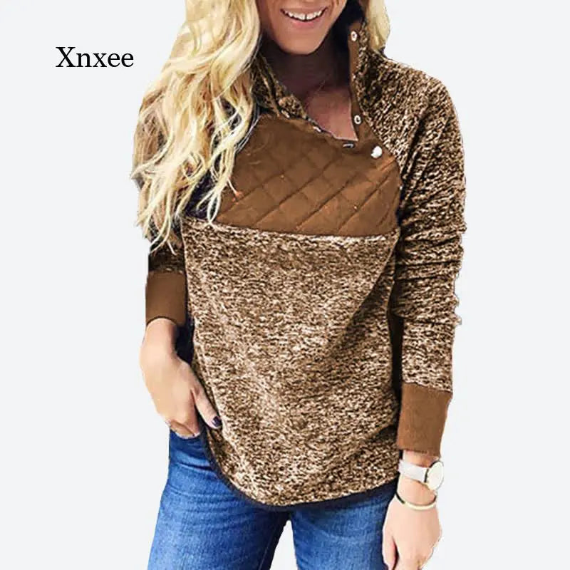 Women's Sherpa Pullover Hoodie Quilted Detail Autumn Winter - Image 22