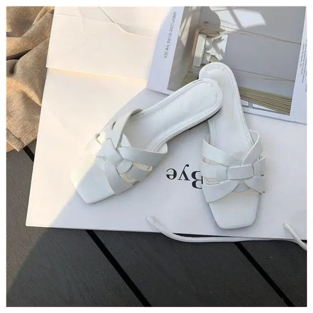 Women's Braided Flat Sandals Open Toe Casual Beach Slides - Image 20
