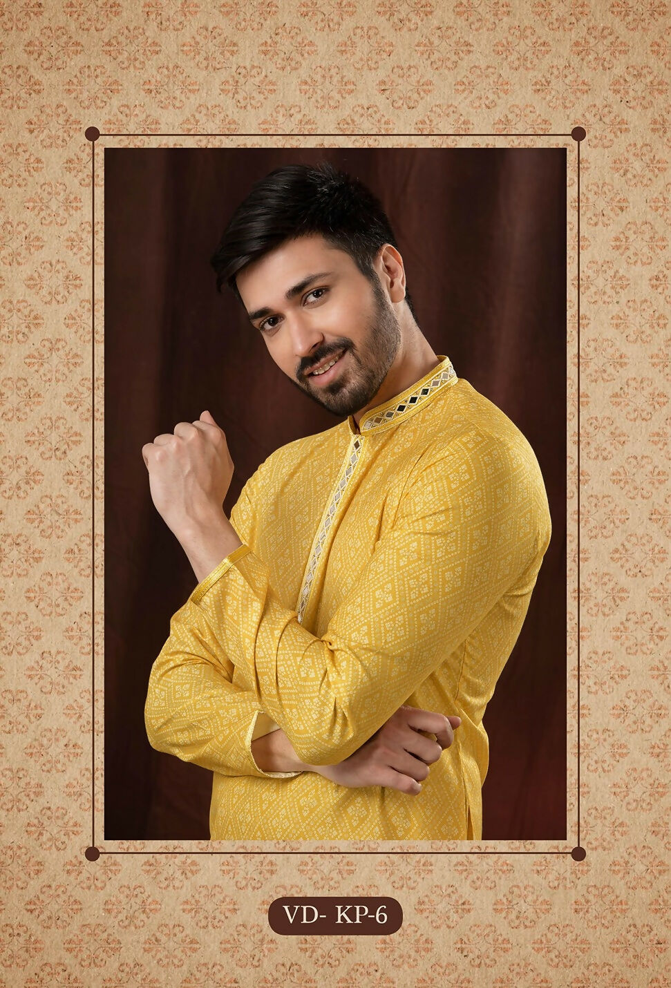 Light Yellow Art Silk Kurta Pyjama Set for Kids
