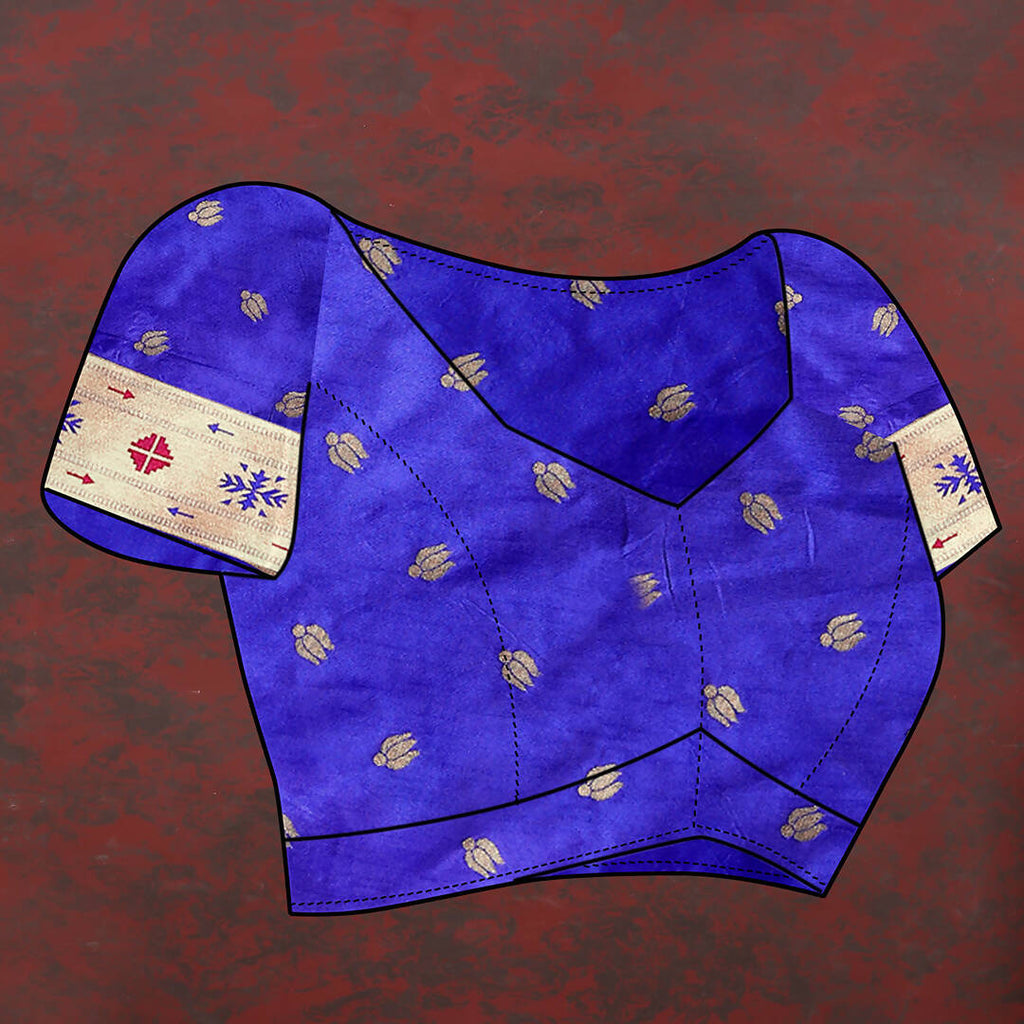 Blue Soft Paithani Silk Saree with Gold Zari Meenakari Weaving