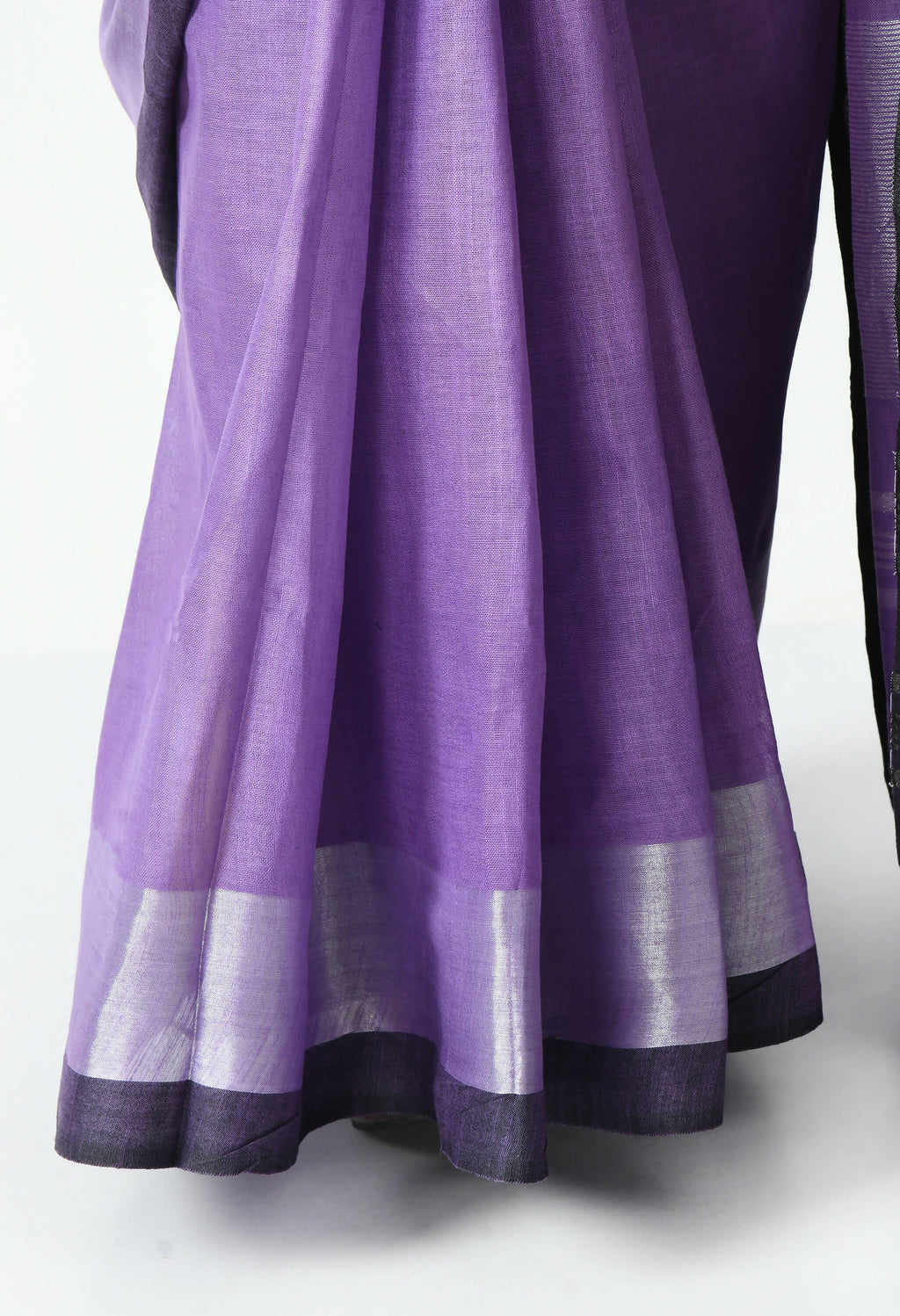 Purple and Black Bhagalpuri Handloom Silk Linen Saree with Blouse