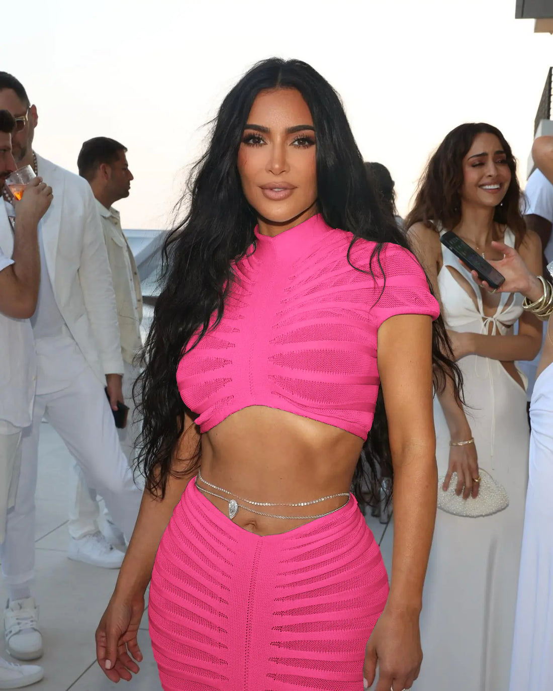 Women's Knit Sheer Two Piece Crop Top and Skirt Club Outfit - Image 3