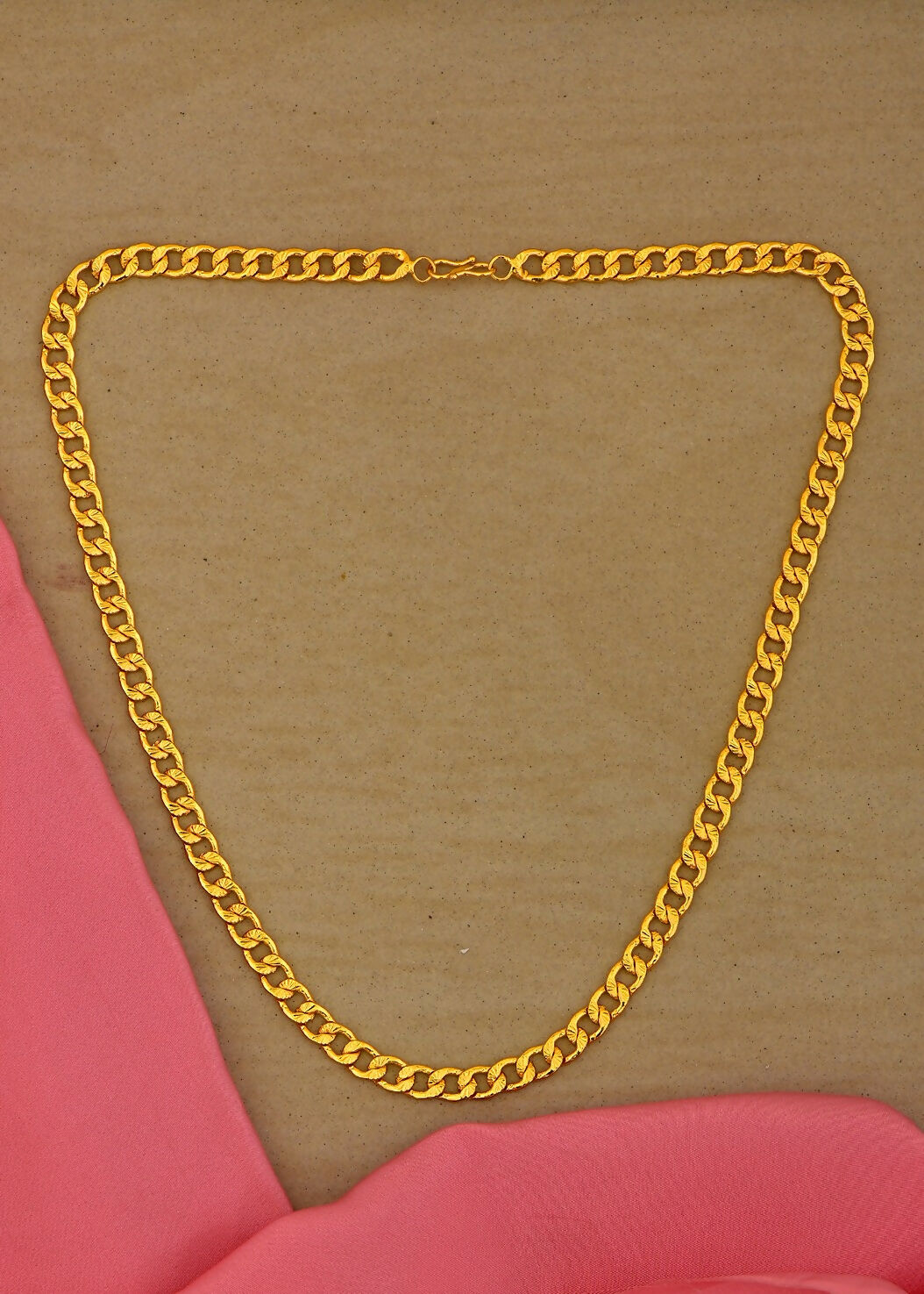Minimalist golden brass neck-chain for women, showcasing a polished finish for an elegant look.