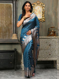 Elegant Royal Blue Banarasi Silk saree with matching blouse fabric