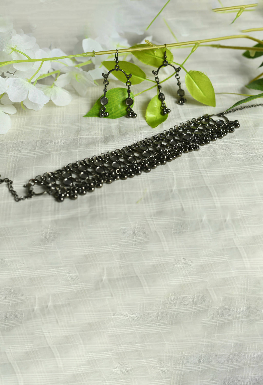 Edgy Black-Plated Brass Statement Choker Necklace