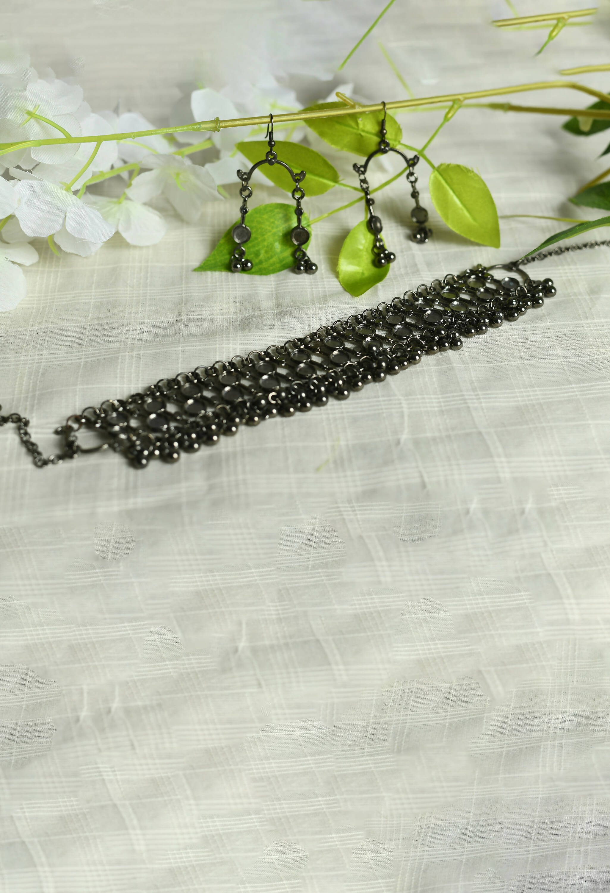 Edgy Black-Plated Brass Statement Choker Necklace