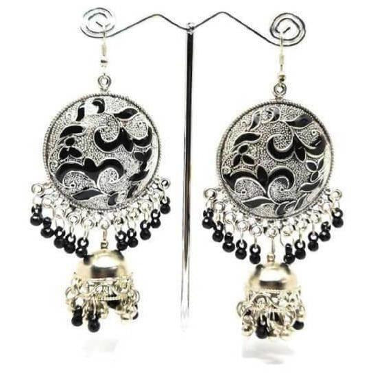 Handmade Chandbali Style Jhumka with Beads - Multicolor