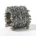 Close-up of Mominos Fashion Joharkamal Oxidised Silver-Plated Ghungroo Handcraft Bracelet Design 024