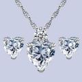 Heart-Shaped Zirconia Earrings and Necklace Set