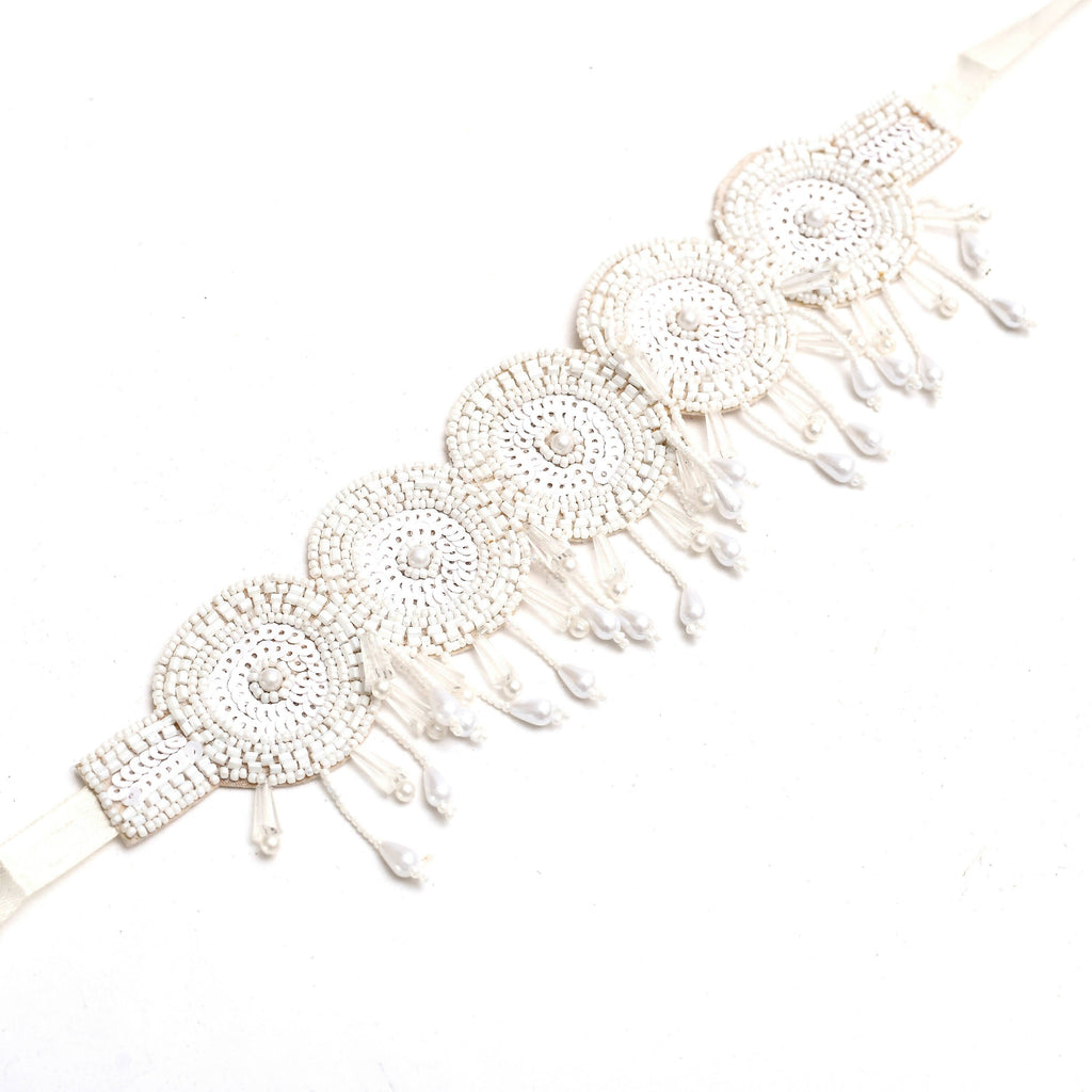 Johar Kamal Off White and Golden Pearl Choker Necklace Set