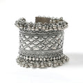 Close up of Mominos Fashion Joharkamal oxidised silver-plated ghungroo bracelet design 026