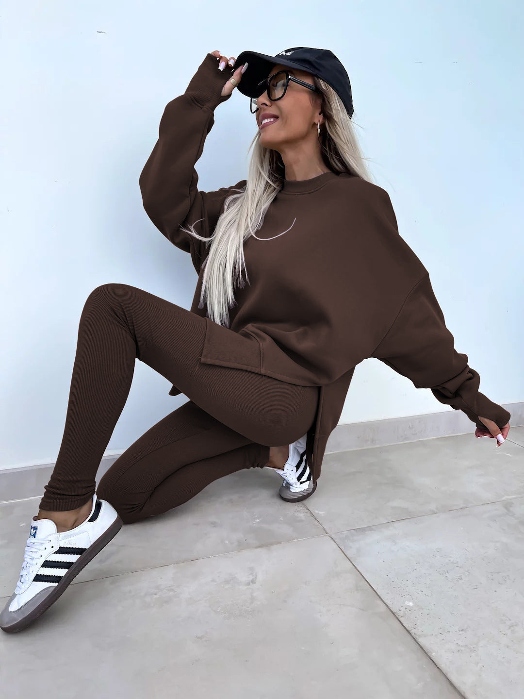 Women's Oversized Fleece Sweatshirt & Leggings Set