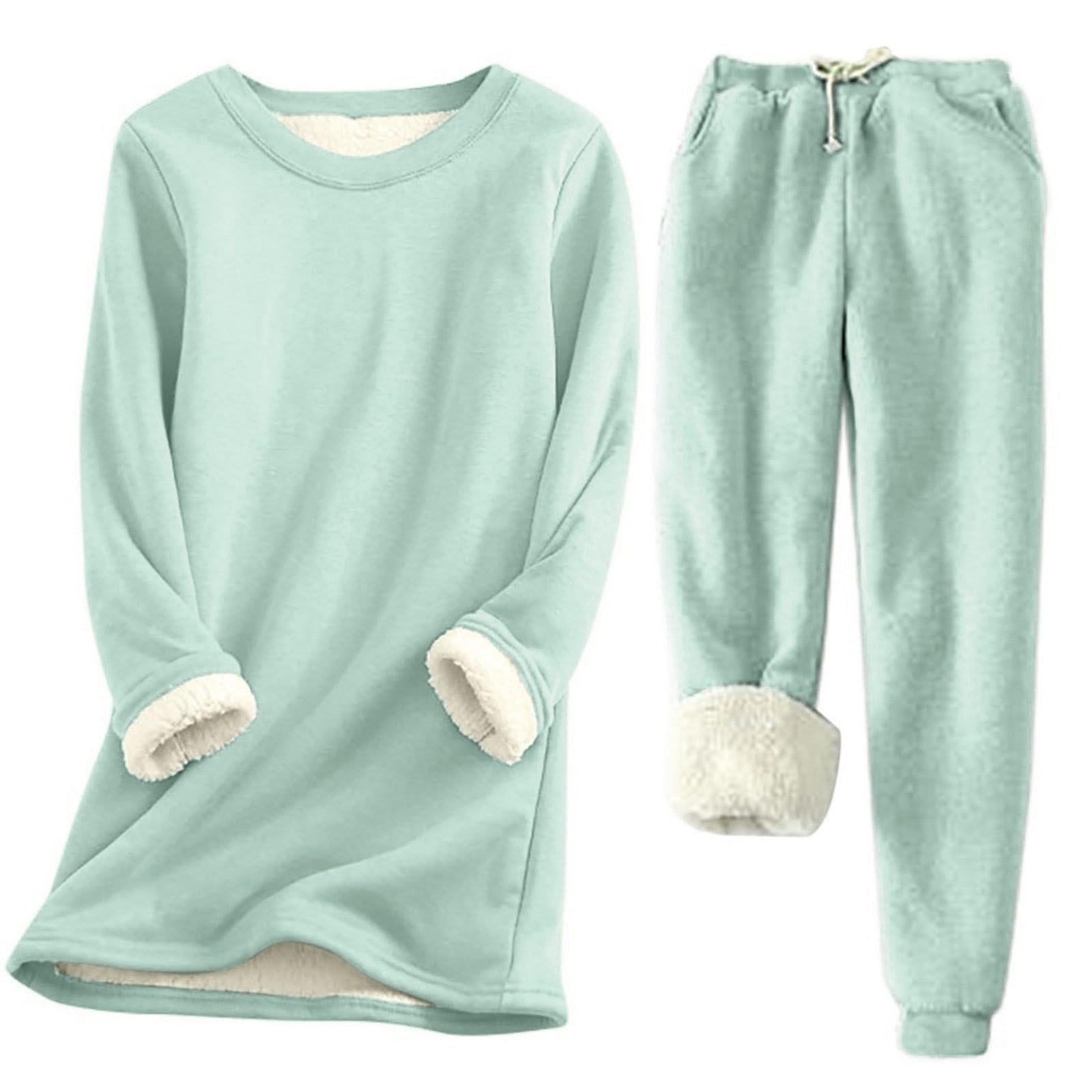 JMMSlmax Sweatsuit Set for Women Winter Warm Lined 2 Piece Sets Tracksuit Warm Fleece Sweatsuit Sweatshirts and Sweatpants