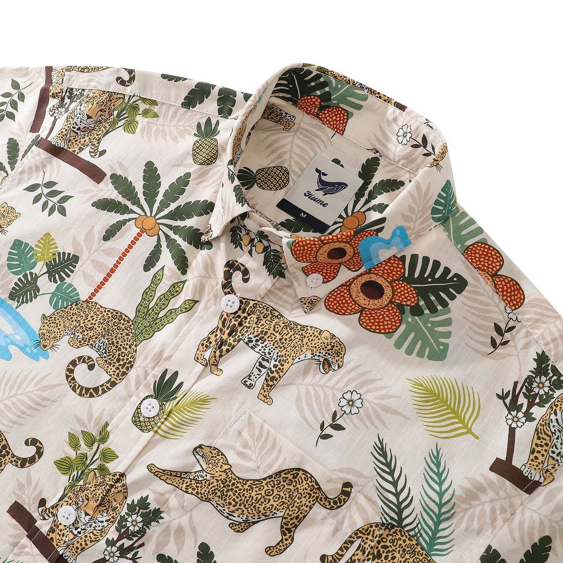 Funky Adventure of the Jaguar Print Hawaiian Button Down Shirt
