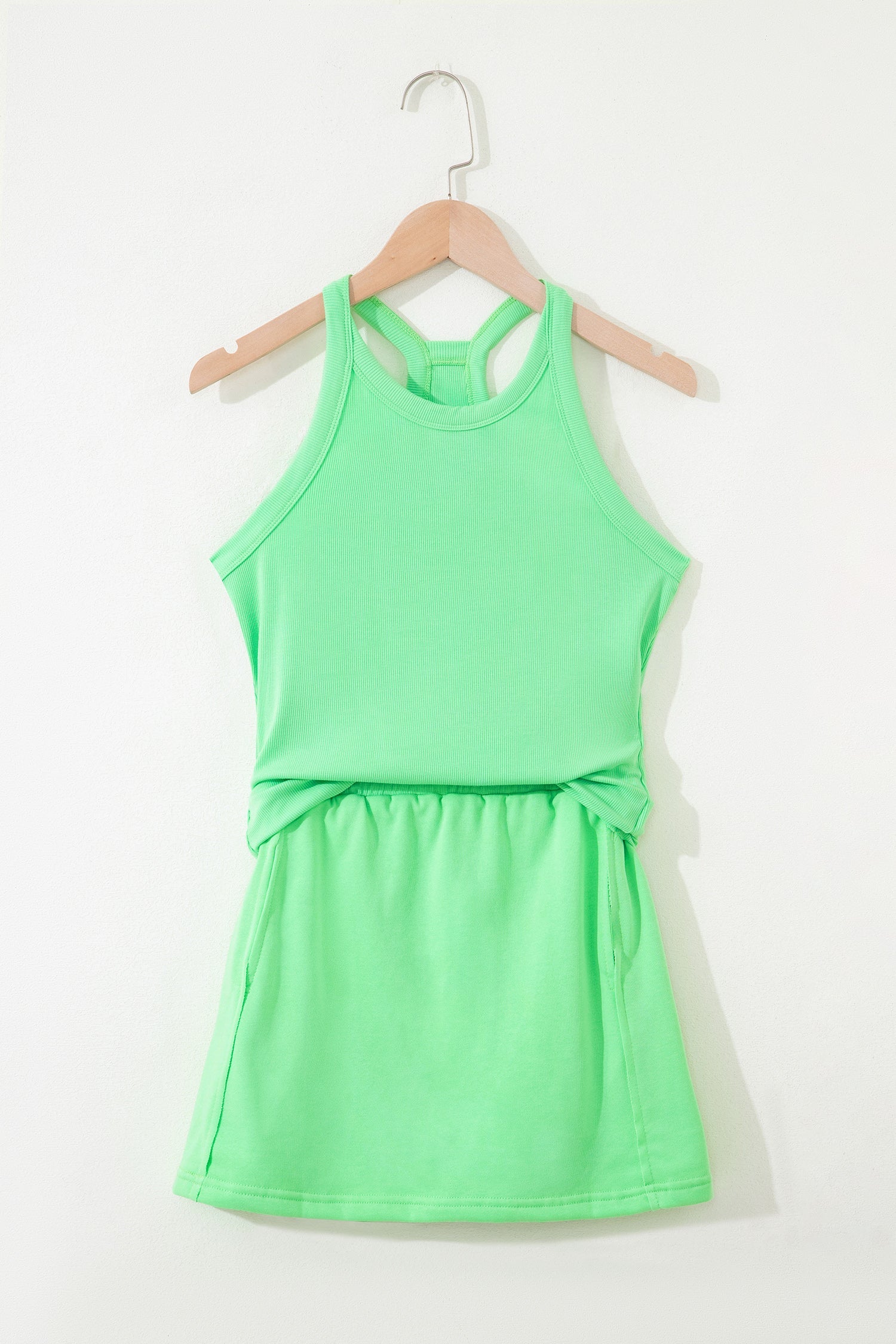 Sky Blue Slim Tank Top and Elastic Waist Mini Skort 2-Piece Set