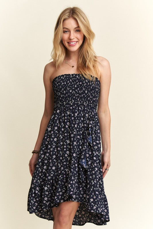 Floral Smocked Tube Dress with Pockets - Summer Fashion