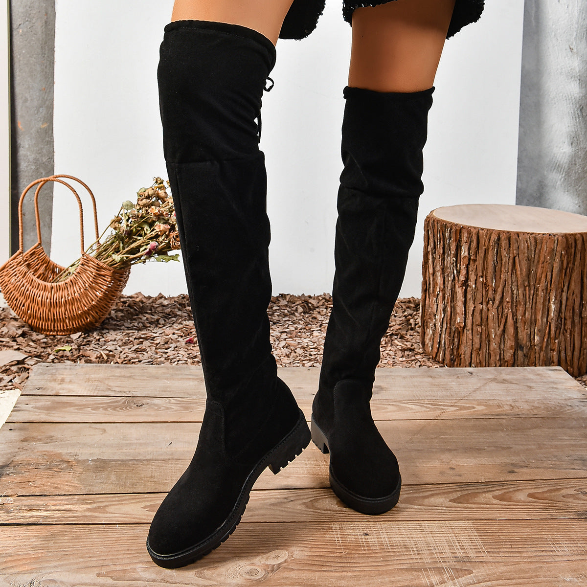 Women's Elastic Knee-High Boots with Thick Sole
