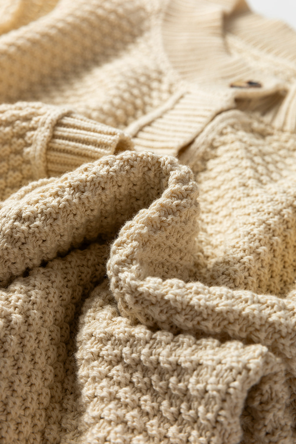 Solid Button-Up Cropped Cardigan Sweater