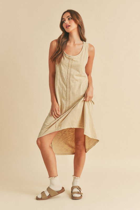 High-Low Hem Scoop Neck Tank Midi Dress