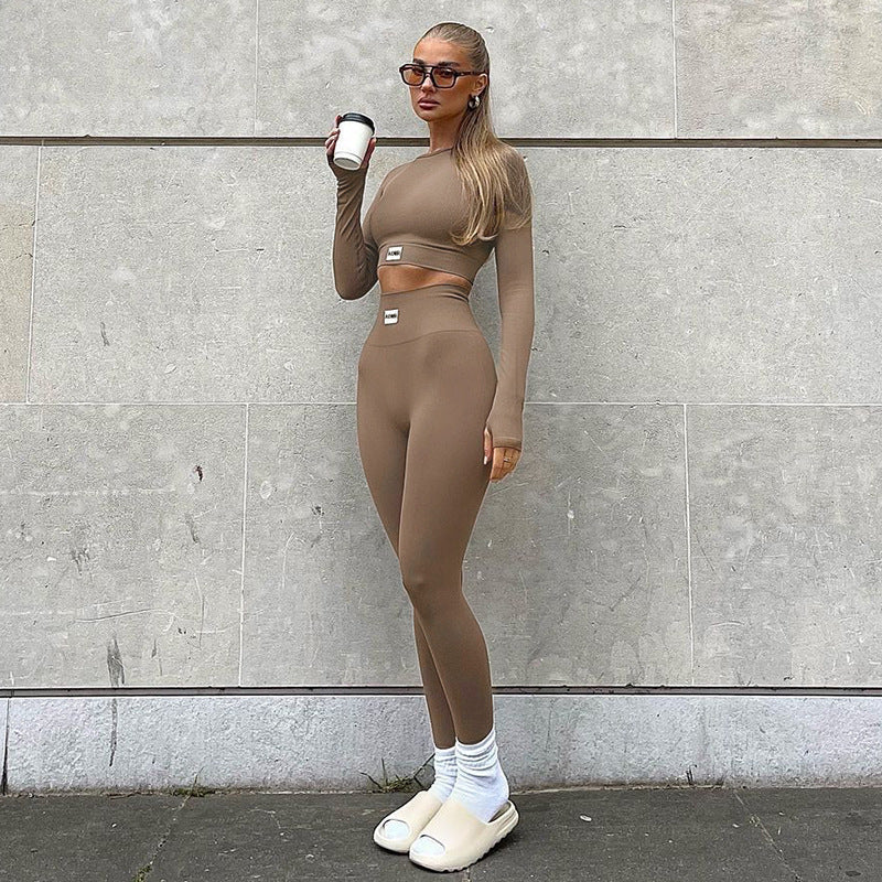 S26651 Women's Casual Color-Blocking Yoga Outfit