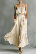 Women’s Two-Piece High-Waist Flared Skirt and Crop Top Set - Image 6