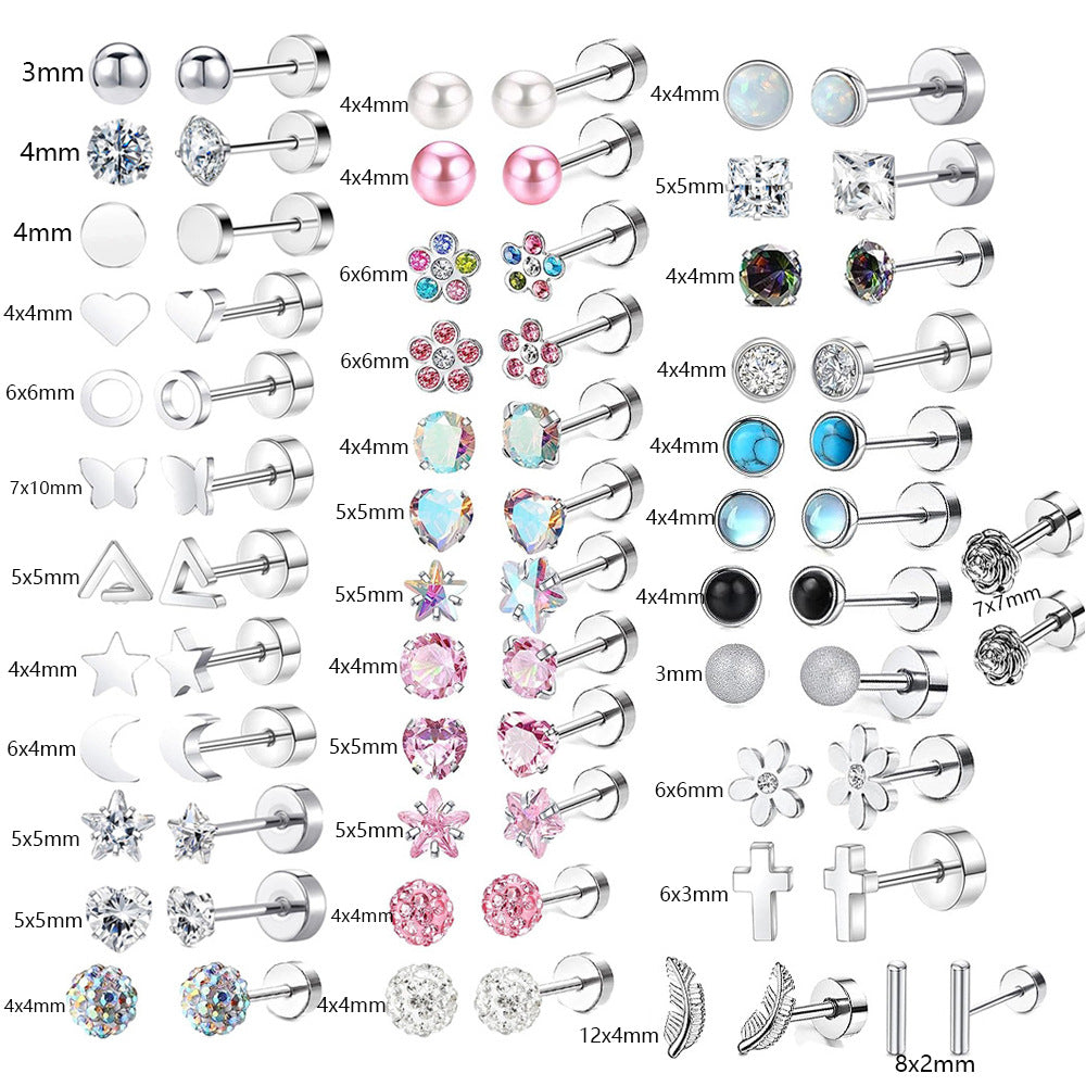 Stainless Steel Zircon Stud Earrings