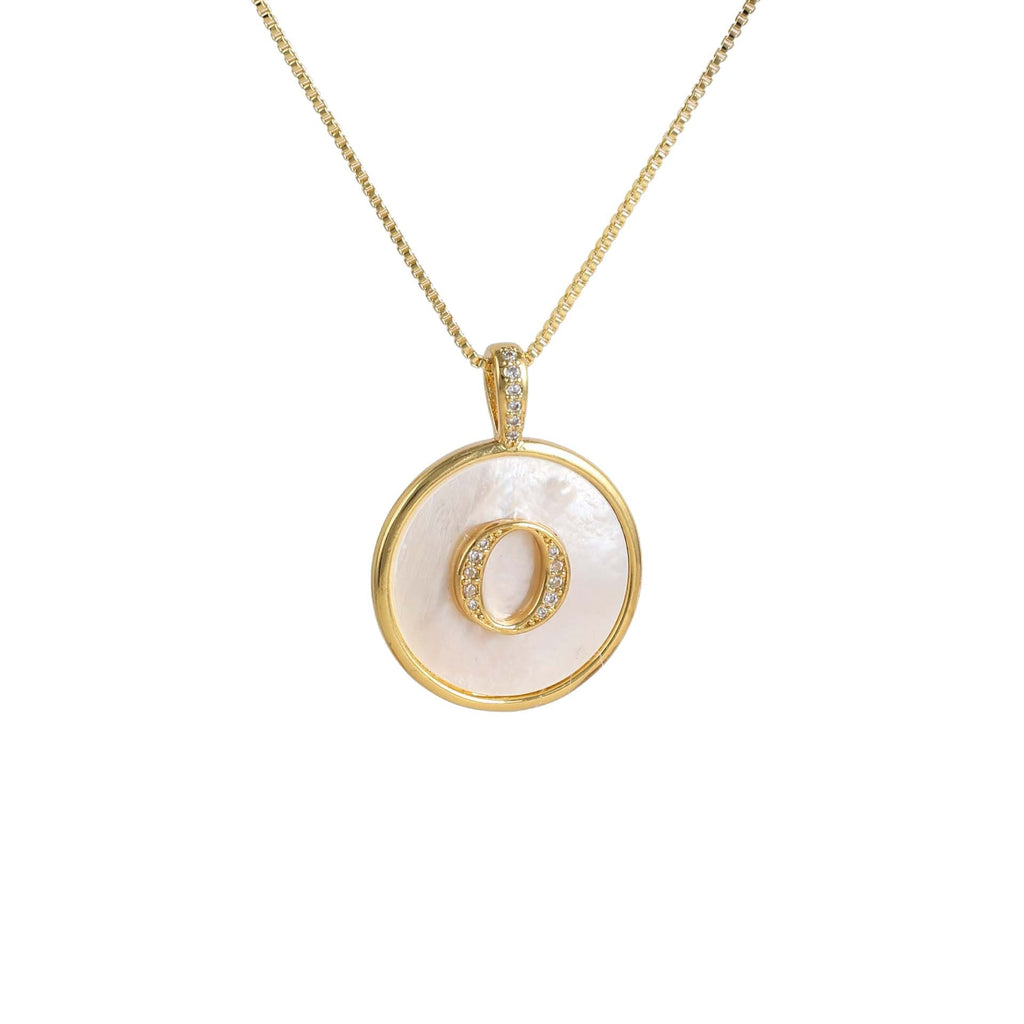 Gold Shell Initial Pendant Necklace Personalized Alphabet Charm