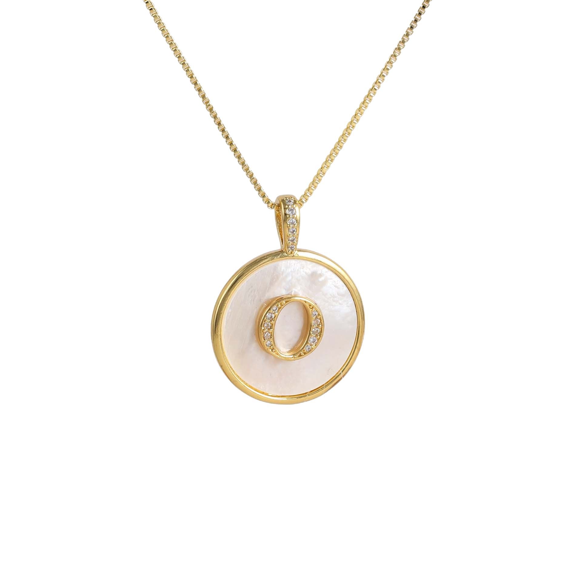 Gold Shell Initial Pendant Necklace Personalized Alphabet Charm