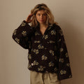 Winter Flowers Fleece Pullover Womens Cozy Zip Up Floral Sweatshirt - Image 5