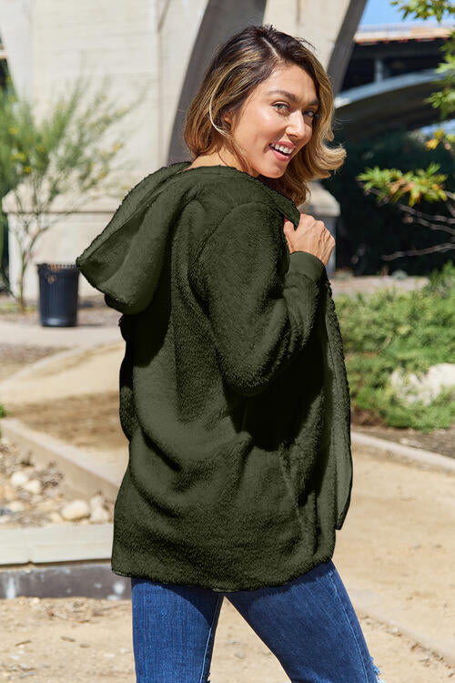 Women's Teddy Hooded Jacket Oversized Knit Casual Outerwear