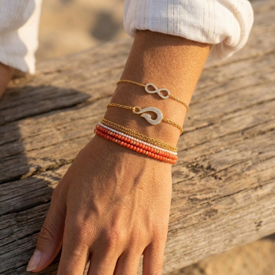 Minimalist Zircon Fish Hook Necklace and Bracelet Set