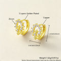 New Real Gold Plated Copper Cross Hoop Earrings Inlaid Rhinestone Light Luxury Premium Feel Jewelry Wholesale For Women