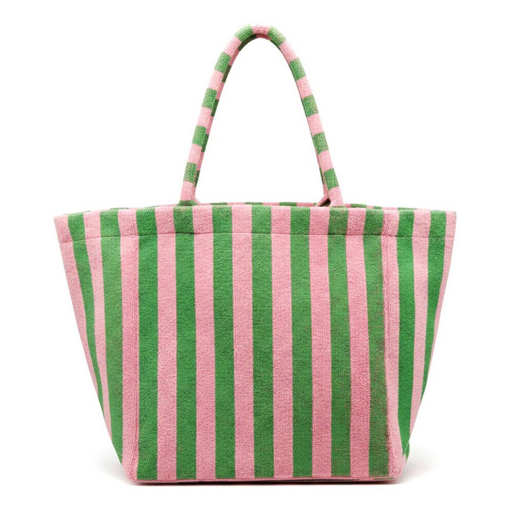 Oversized Striped Terry Beach Tote Bag for Summer Travel