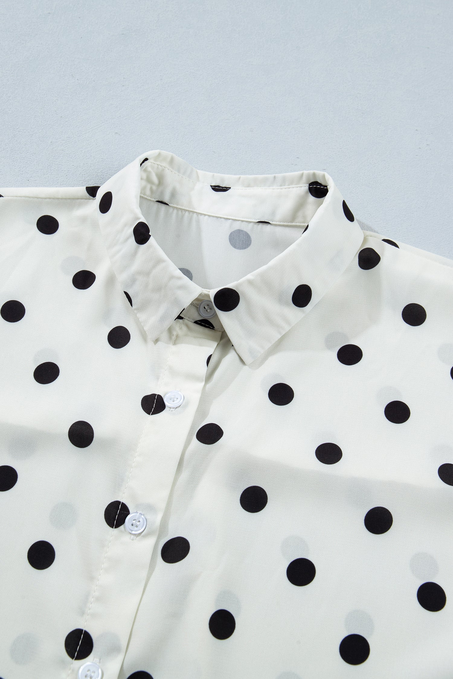 Polka Dot Dolman Sleeve Buttoned Shirt for Women