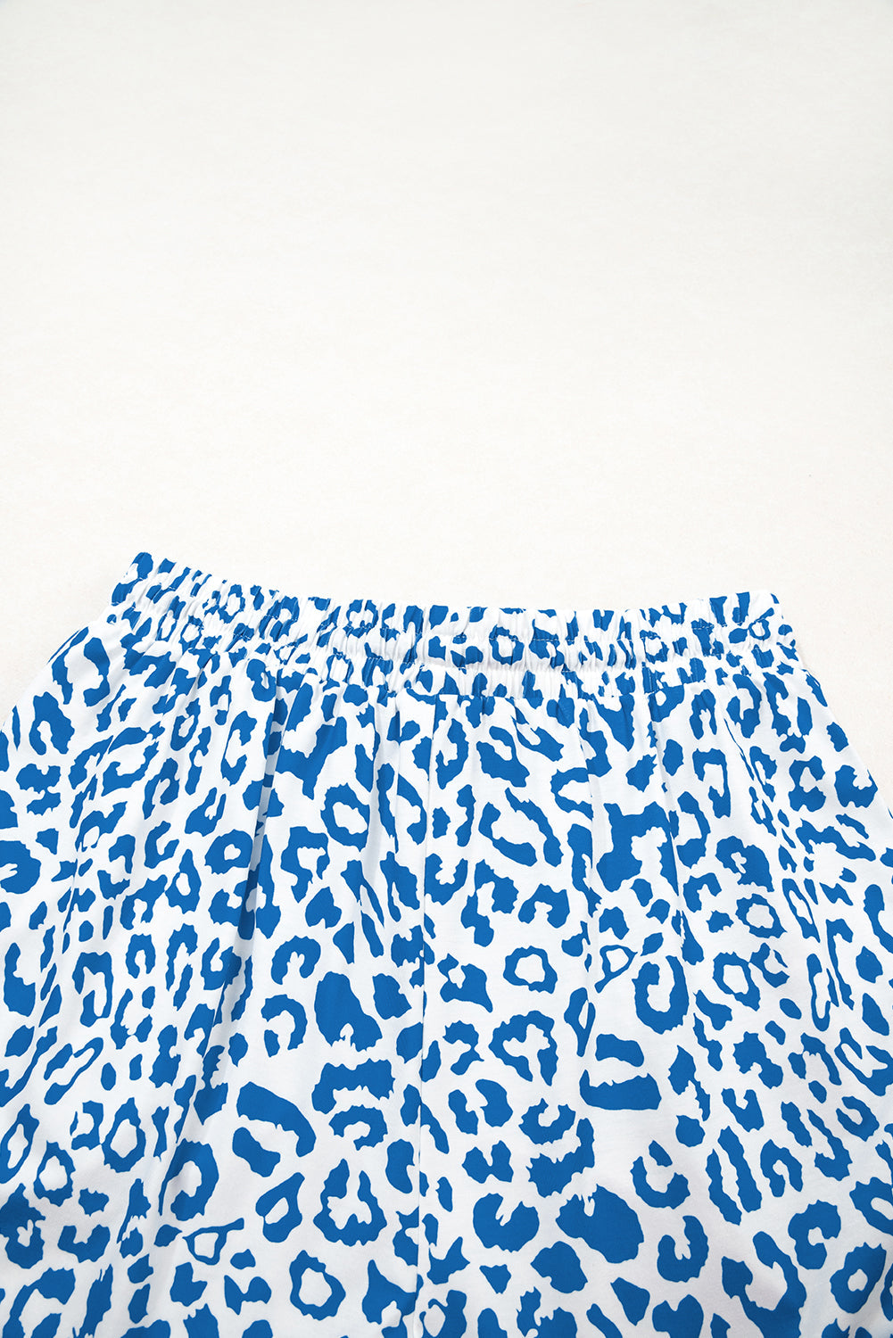 Blue Leopard Elastic Waistband Lace-Up Shorts