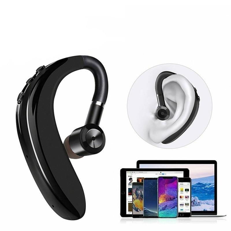 Stevvex wireless single ear hook bluetooth headphone with noise-isolating ear tips and built-in microphone