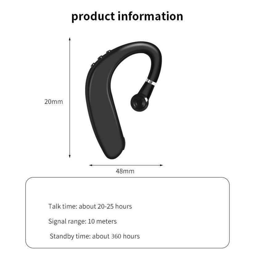 Bluetooth Wireless Single Ear Hook Headphone with Noise Cancelling