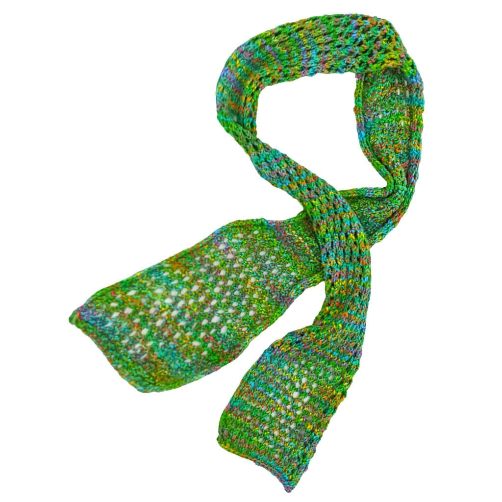 A beautiful spring-inspired handmade scarf designed for sport weight silk yarn