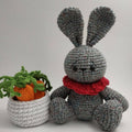 Handmade crochet Easter Bunny amigurumi made with speckled tweed yarn.
