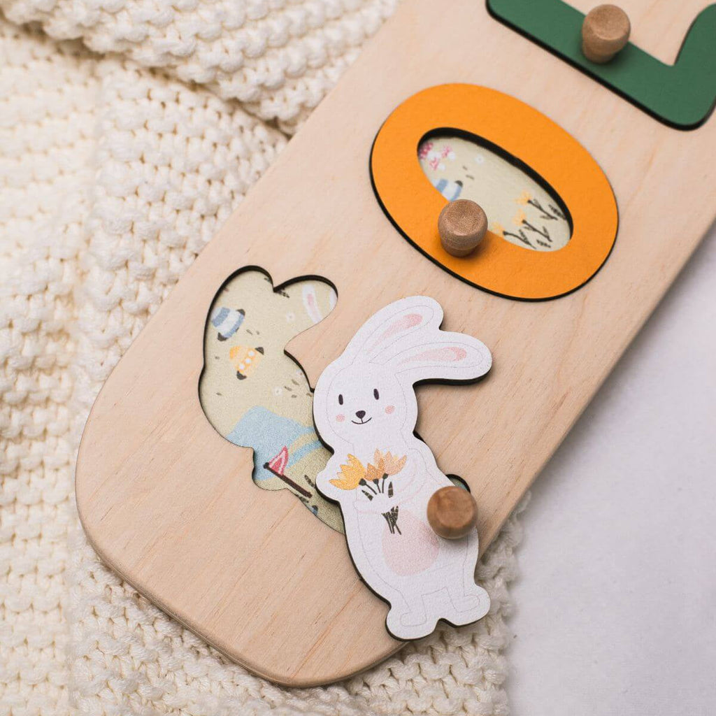Personalized Bunny Name Puzzle for Kids - Custom Wooden Easter Toy