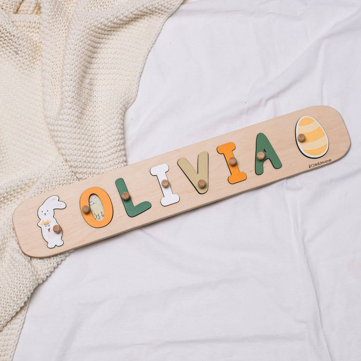 Personalized Bunny Name Puzzle for Kids - Custom Wooden Easter Toy