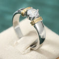 Bohemian Two-Tone Round Inlaid Zircon Ring in Eco-Friendly Copper