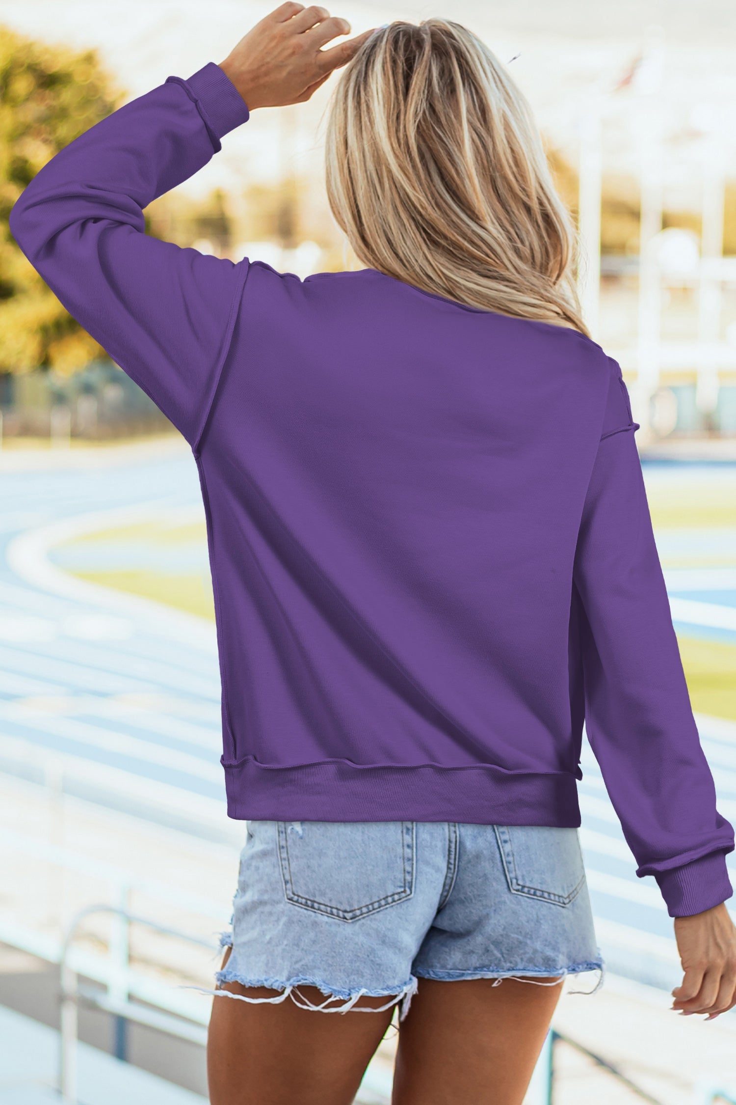 Bright Green Oversize Drop Shoulder Reversible Mock Neck Sweatshirt