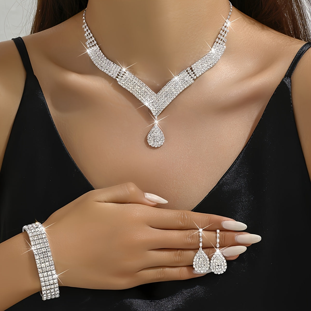 Luxury 4pc Evening Dress Set Gown Bag Jewelry