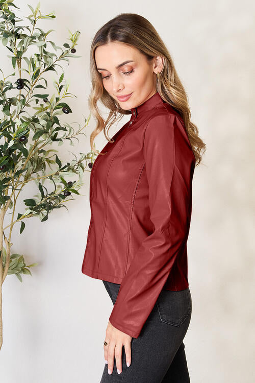 Classic Girls Zip-Up Jacket with Stand Collar for Everyday Wear