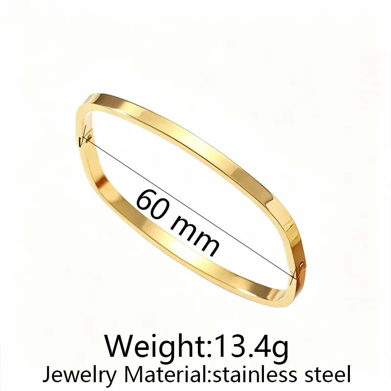 Minimalist Vacuum Plated Stainless Steel Bracelet in Wind Finish