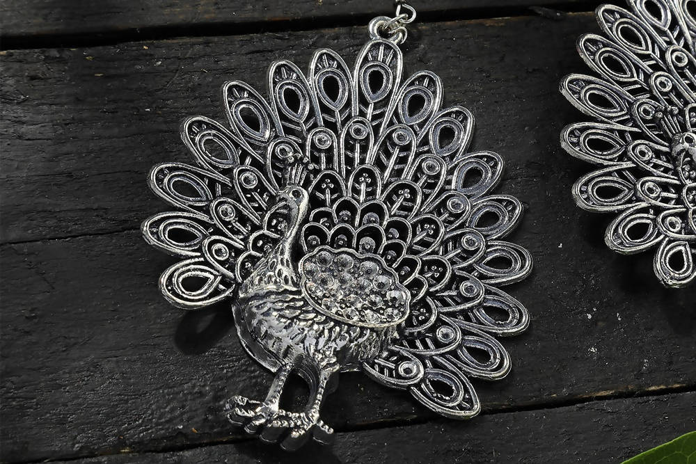Oxidised Peacock Design Earrings for Women and Girls