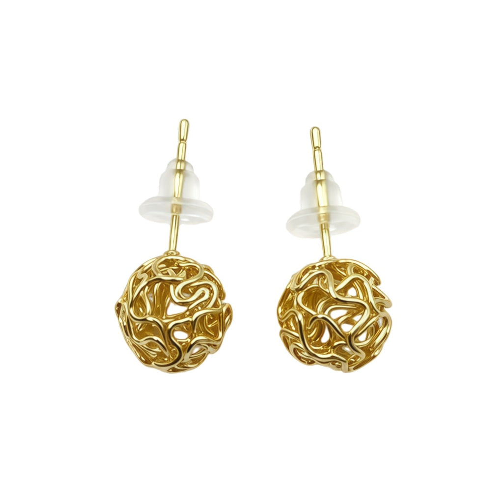 Womens Simple Gold Tone Love Knot Woven Ball Stud Earrings,Costume Earrings For Daily Party Gift Wear